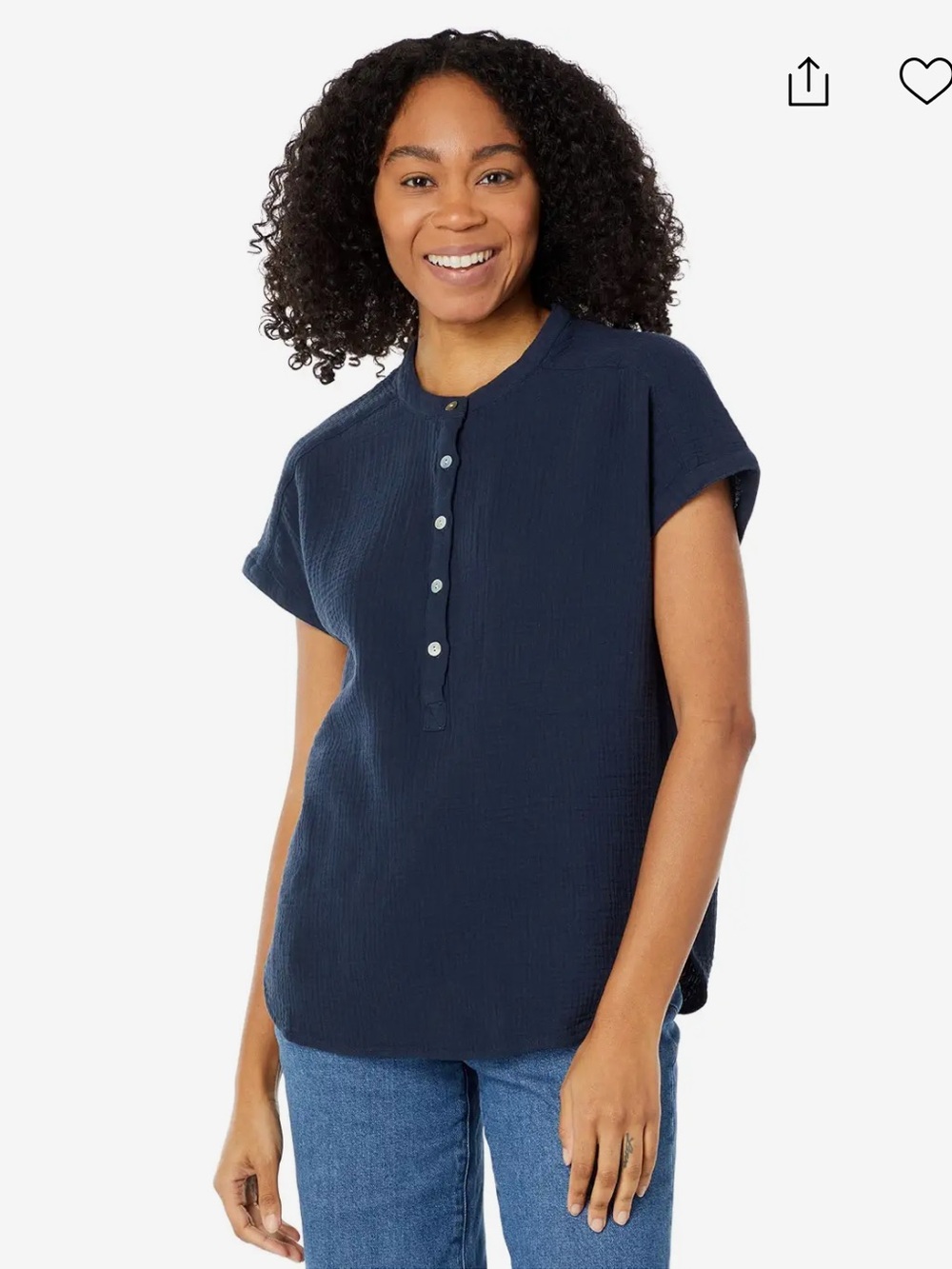 Faherty Dream Cotton Gauze Desmond Top Navy S NWT Organic Cotton